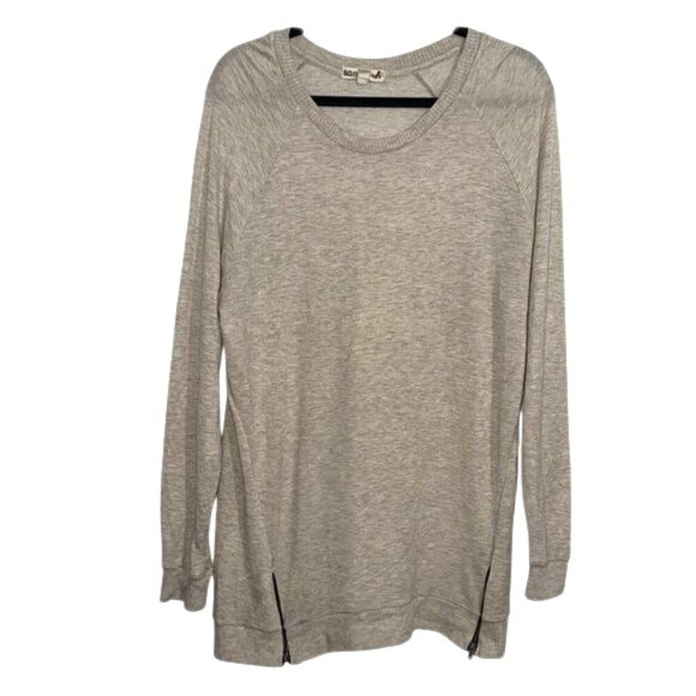 So Rad By A Womens XL Oatmeal Long Sleeve Top With Zipper Accents